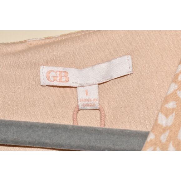 GB GIANNA BINI NEW $59 Flower Petal Printed Faux Wrap Ruffle Hem Dress Tan Large - Picture 4 of 4